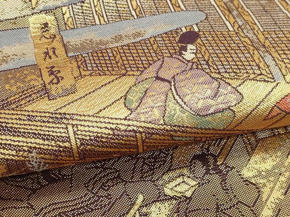 平和屋本店▼全通全景柄袋帯　人物風景文　本金箔　正絹　逸品　DABK5578sf
