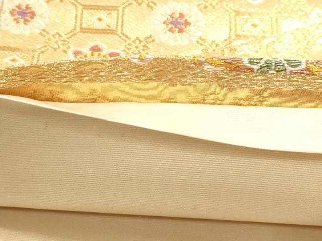 平和屋本店▼六通柄袋帯　正倉院花文　純金二重箔　正絹　逸品　DABK5585sf