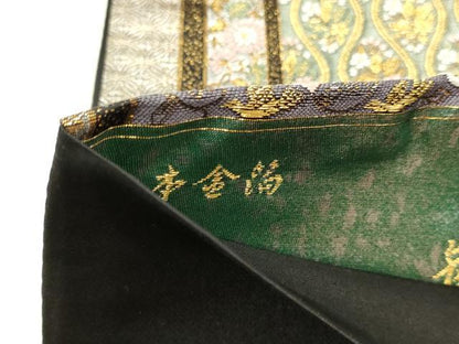 平和屋本店▼六通柄袋帯　歓栄格子文　本金箔　正絹　逸品　DABK5586sf