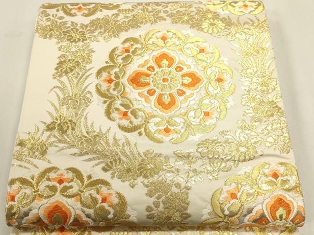 平和屋本店▼六通柄袋帯　唐織　正倉院花文　本金箔24Ｋ　正絹　逸品　DABK5587sf