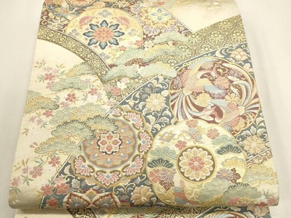 平和屋本店▼六通柄袋帯　洛風紹巴錦　本金箔　正絹　逸品　DABK5588sf