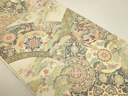 平和屋本店▼六通柄袋帯　洛風紹巴錦　本金箔　正絹　逸品　DABK5588sf