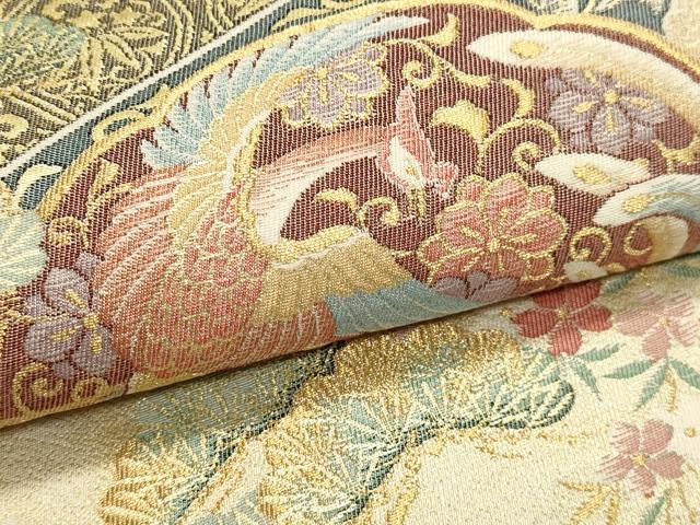 平和屋本店▼六通柄袋帯　洛風紹巴錦　本金箔　正絹　逸品　DABK5588sf
