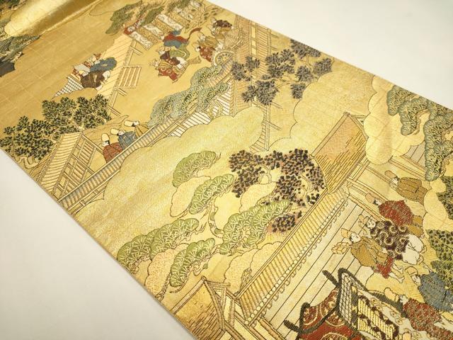 平和屋本店▼全通全景柄袋帯　洛中洛外図　本金二重箔　正絹　逸品　DABK5591sf