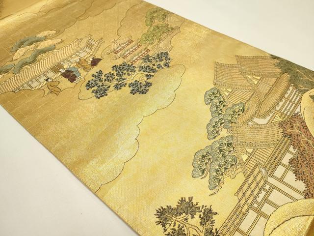 平和屋本店▼全通全景柄袋帯　洛中洛外図　本金二重箔　正絹　逸品　DABK5591sf