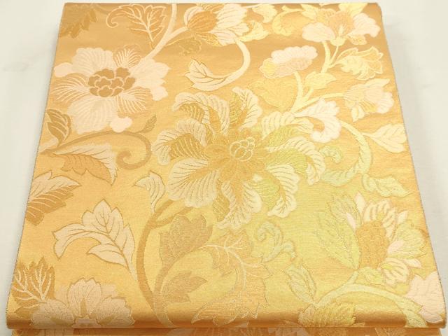 平和屋本店▼六通柄袋帯　更紗花文　本金箔　正絹　逸品　DABK5594sf