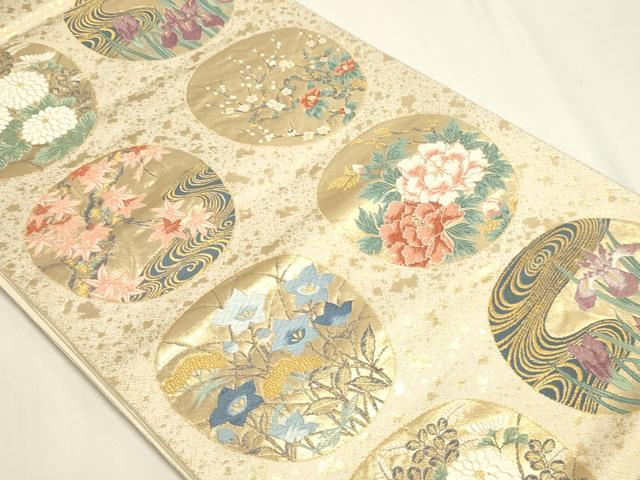 平和屋本店▼六通柄袋帯　琳派丸文　本金箔　正絹　逸品　DABK5598sf