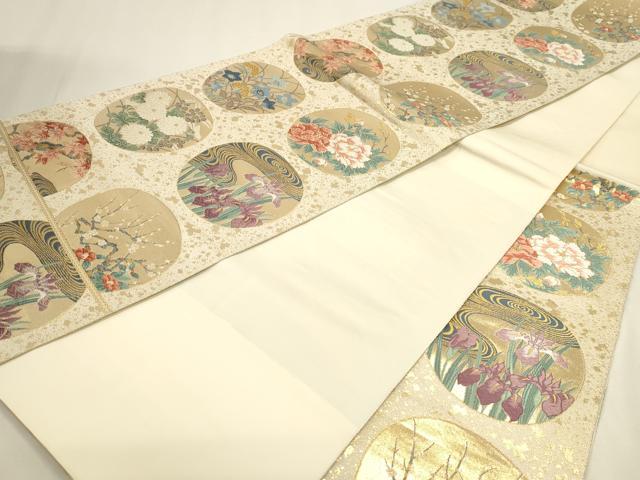 平和屋本店▼六通柄袋帯　琳派丸文　本金箔　正絹　逸品　DABK5598sf