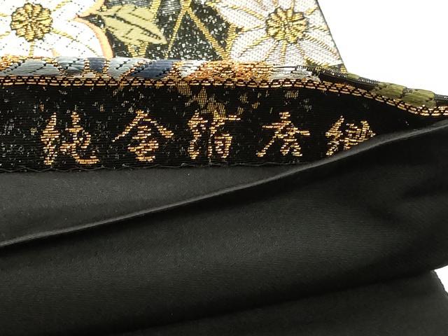 平和屋本店▼六通柄袋帯　唐織　春の舞　黒地　純金箔　正絹　逸品　DABK5602sf