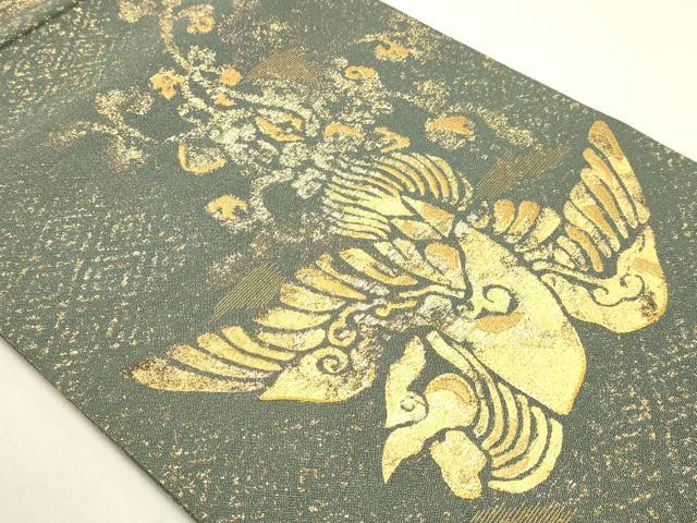 平和屋本店▼全通柄袋帯　刺繍　飛鳥文　本金箔　三越扱い　正絹　逸品　DABK5606sf