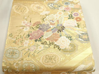 平和屋本店▼六通柄袋帯　唐織　黄金の伝説　豊太閤格天文　本金箔二重織　正絹　逸品　DABK5607sf
