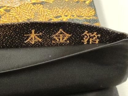 平和屋本店▼六通柄袋帯　光琳　飛鶴松文　本金箔　正絹　逸品　DABK5608sf