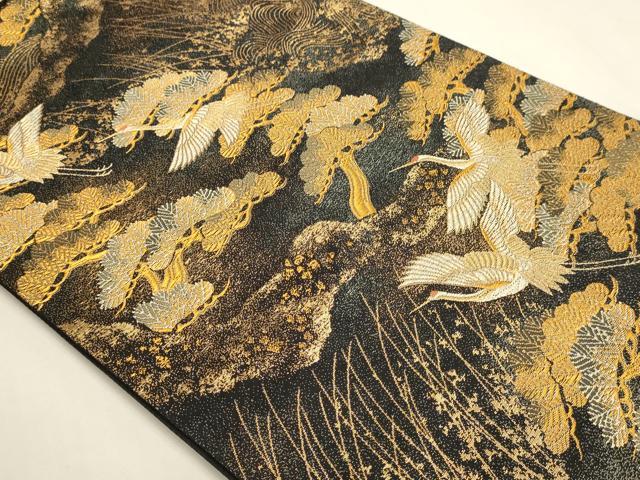 平和屋本店▼六通柄袋帯　光琳　飛鶴松文　本金箔　正絹　逸品　DABK5608sf