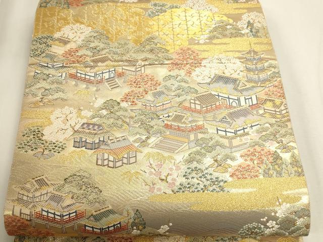 平和屋本店▼西陣　長嶋成織物　ながしま帯　六通柄袋帯　古都明望　本金箔　正絹　逸品　DABK5609sf