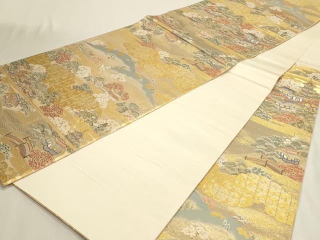 平和屋本店▼西陣　長嶋成織物　ながしま帯　六通柄袋帯　古都明望　本金箔　正絹　逸品　DABK5609sf