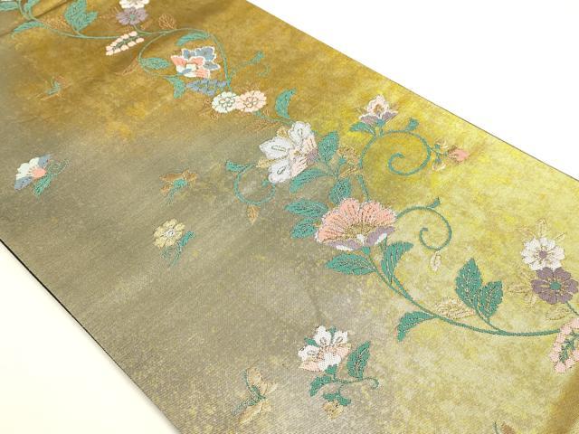 平和屋本店▼六通柄袋帯　装飾唐草文　本金泥箔　正絹　逸品　DABK5617sf