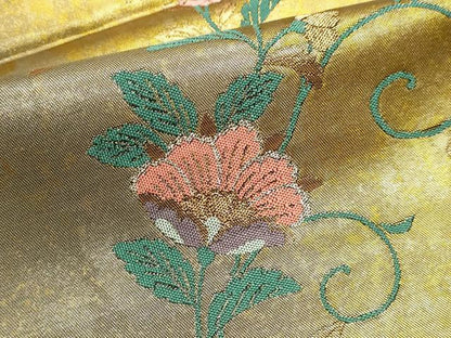 平和屋本店▼六通柄袋帯　装飾唐草文　本金泥箔　正絹　逸品　DABK5617sf