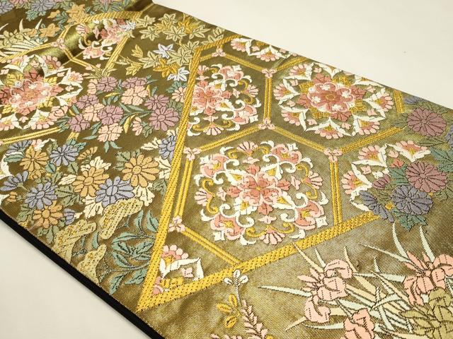 平和屋本店▼六通柄袋帯　唐織　王朝映華文　本金箔　正絹　逸品　DABK5622sf