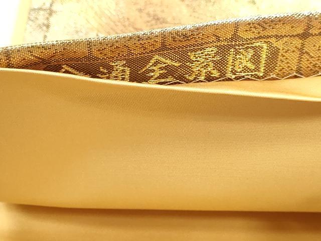 平和屋本店▼全通全景柄袋帯　風景草花文　本金箔二重箔織　正絹　逸品　DABK5627sf