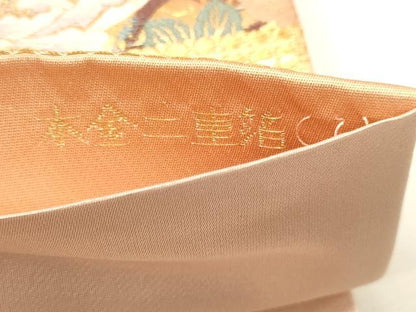 平和屋本店▼六通柄袋帯　唐織　流水花車文　本金二重箔　正絹　逸品　DABK5629sf