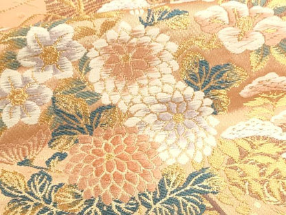 平和屋本店▼六通柄袋帯　唐織　流水花車文　本金二重箔　正絹　逸品　DABK5629sf