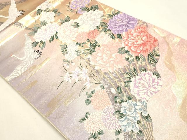 平和屋本店▼六通柄袋帯　唐織　九百錦　花鳥紋　純銀純金箔　正絹　逸品　DABK5631sf