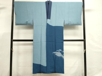 平和屋着物■男性　長襦袢　手描き　絞り　風景文　正絹　逸品　DABK5637sf