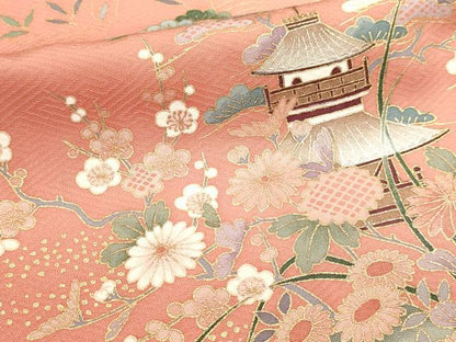 平和屋着物■豪華色留袖　風景草花文　暈し染め　金彩　正絹　逸品　DABK5653sf