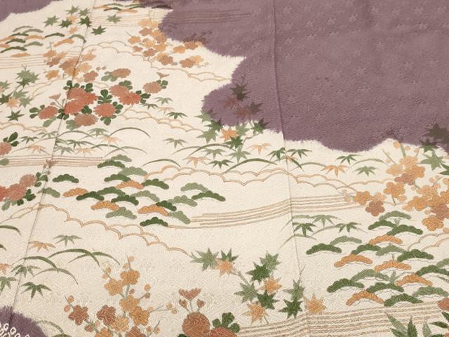 平和屋着物■豪華色留袖　草花文　正絹　逸品　DABK5655sf