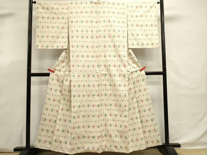 平和屋着物■上質な紬　菱文　正絹　逸品　DABK5658sf