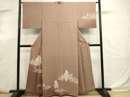 平和屋着物■訪問着　寿光織　童子遊び　暈し染め　銀糸　正絹　逸品　DABK5659sf