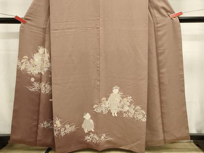 平和屋着物■訪問着　寿光織　童子遊び　暈し染め　銀糸　正絹　逸品　DABK5659sf