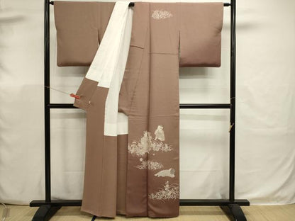 平和屋着物■訪問着　寿光織　童子遊び　暈し染め　銀糸　正絹　逸品　DABK5659sf