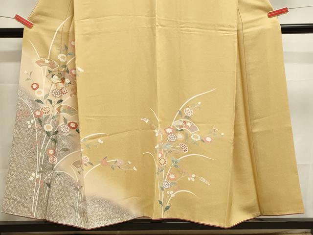 平和屋着物■訪問着　駒刺繍　地紙枝花文　暈し染め　金彩　正絹　逸品　DABK5661sf