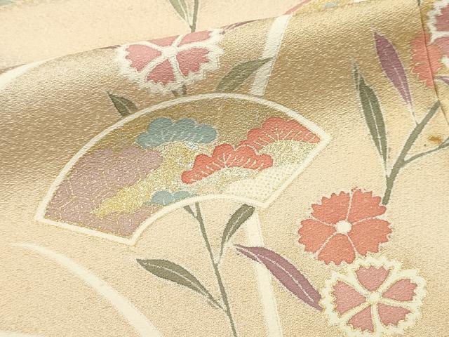 平和屋着物■訪問着　駒刺繍　地紙枝花文　暈し染め　金彩　正絹　逸品　DABK5661sf