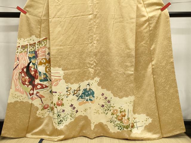平和屋着物■色留訪問着　刺繍　几帳人物草花文　金彩　正絹　逸品　DABK5670sf