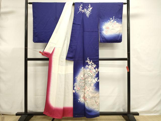 平和屋着物■訪問着　鏡裏御所車花文　暈し染め　正絹　逸品　DABK5681sf