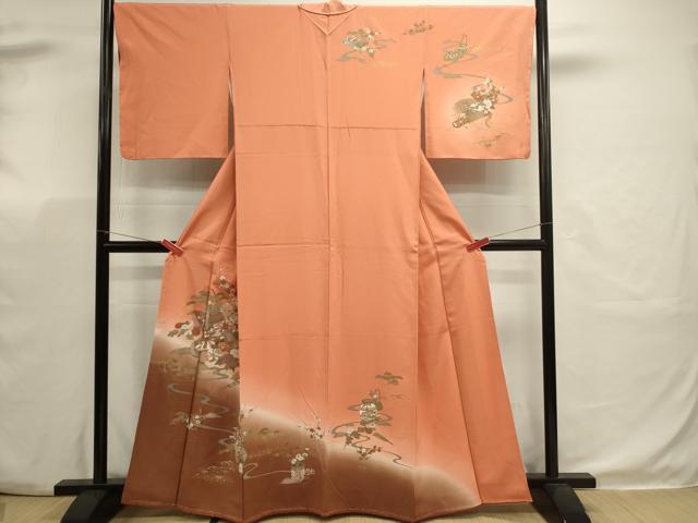 平和屋着物■訪問着　陶器花籠文　暈し染め　金彩　正絹　逸品　DABK5685sf