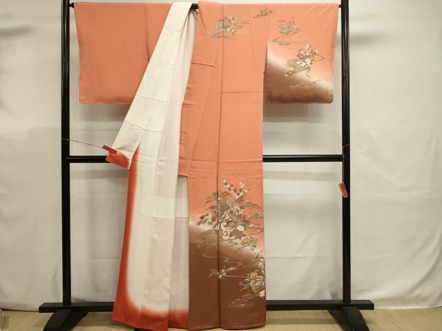 平和屋着物■訪問着　陶器花籠文　暈し染め　金彩　正絹　逸品　DABK5685sf