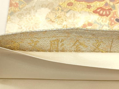 平和屋本店▼六通柄袋帯　重文彫金文　本金二重箔　正絹　逸品　DABK5688sf