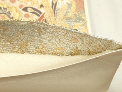 平和屋本店▼六通柄袋帯　重文彫金文　本金二重箔　正絹　逸品　DABK5688sf