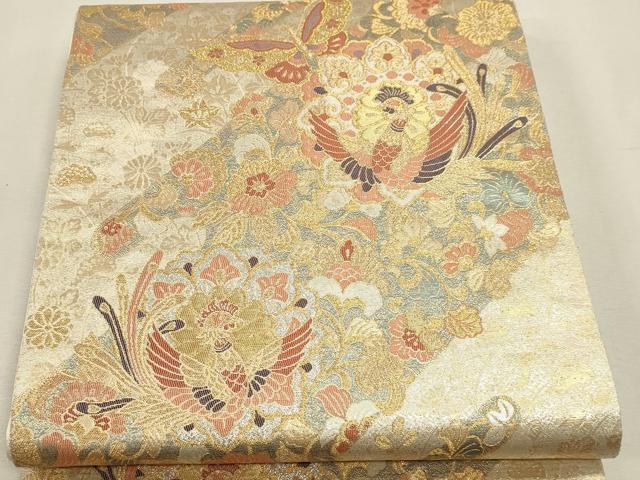 平和屋本店▼六通柄袋帯　重文彫金文　本金二重箔　正絹　逸品　DABK5688sf