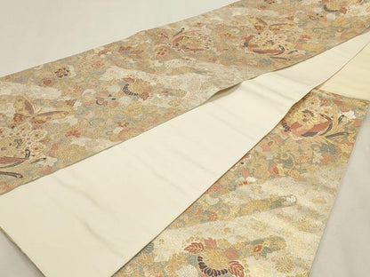平和屋本店▼六通柄袋帯　重文彫金文　本金二重箔　正絹　逸品　DABK5688sf