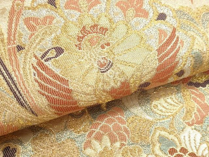 平和屋本店▼六通柄袋帯　重文彫金文　本金二重箔　正絹　逸品　DABK5688sf