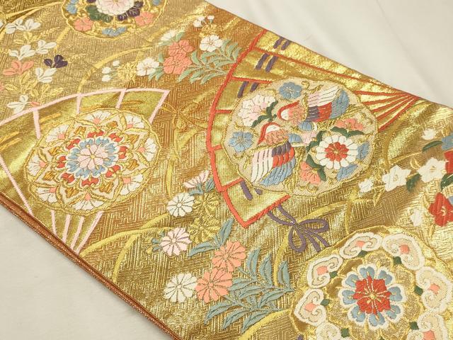 平和屋本店▼佐賀錦　六通柄袋帯　唐織　花鳥文　純金箔二重織　正絹　逸品　DABK5690sf