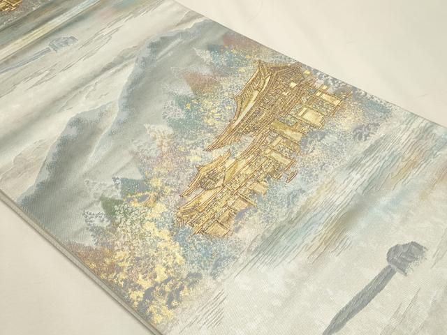 平和屋本店▼六通柄袋帯　古都名園集　平等院　本金箔入り　正絹　逸品　DABK5692sf