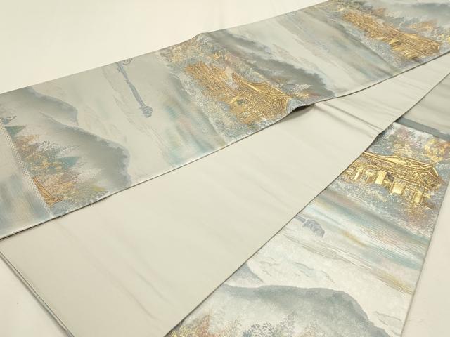 平和屋本店▼六通柄袋帯　古都名園集　平等院　本金箔入り　正絹　逸品　DABK5692sf