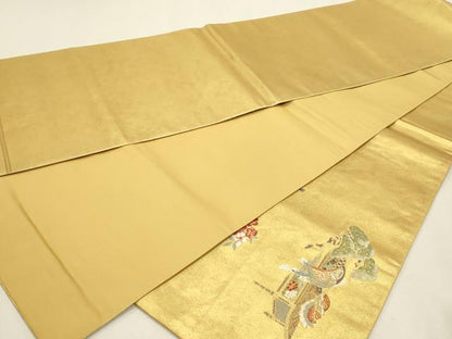 平和屋本店▼太鼓柄袋帯　醍醐遊楽文　本金箔　正絹　逸品　DABK5693sf