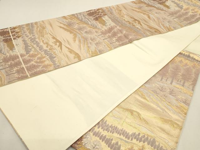 平和屋本店▼六通柄袋帯　風景文　本金二重箔　正絹　逸品　DABK5697sf