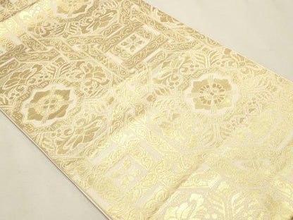 平和屋本店▼六通柄　本袋帯　更紗花文　純金箔24ｋ　正絹　逸品　DABK5699sf